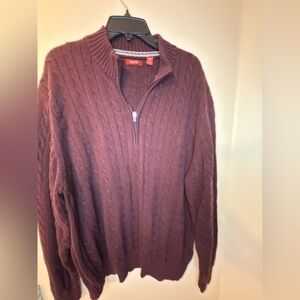 IZOD Men's Burgundy Zip-Up Sweater